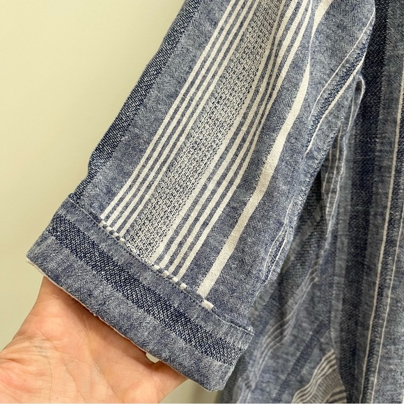 Soft Surroundings Striped Button Down Tunic Top Linen Cotton Blend Size Large - Picture 5 of 9